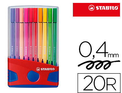 FEUTRE COLORIAGE STABILO PEN 68 ENCRE AQUARELLABLE POINTE  OGIVE MOYENNE ROBUSTE COLOR   PARADE ETUI CHEVALET 20
