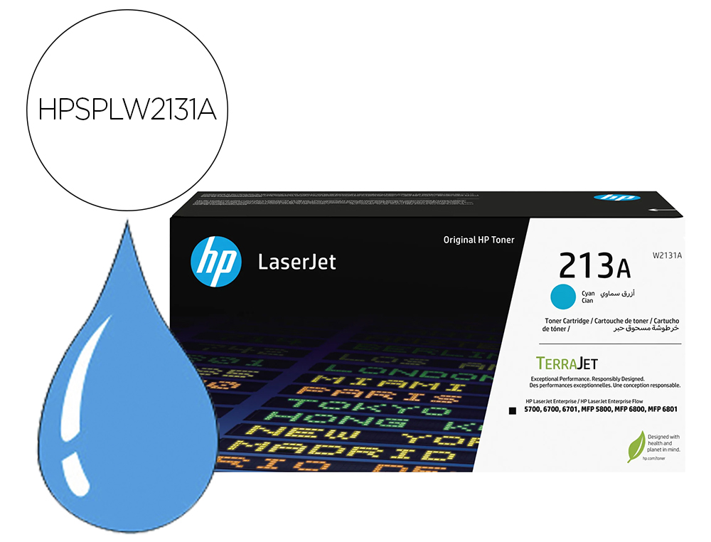 TONER LASER HP ORIGINAL 213A (W2131A) 3000P CYAN