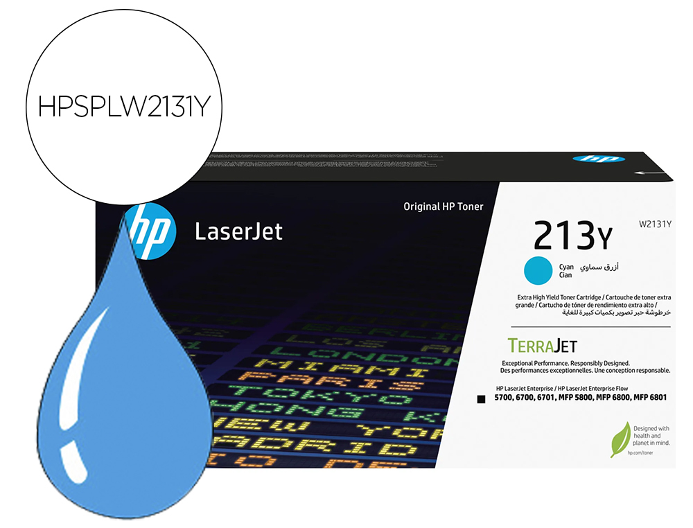 TONER LASER HP ORIGINAL 213Y (W2131Y) 12000P CYAN